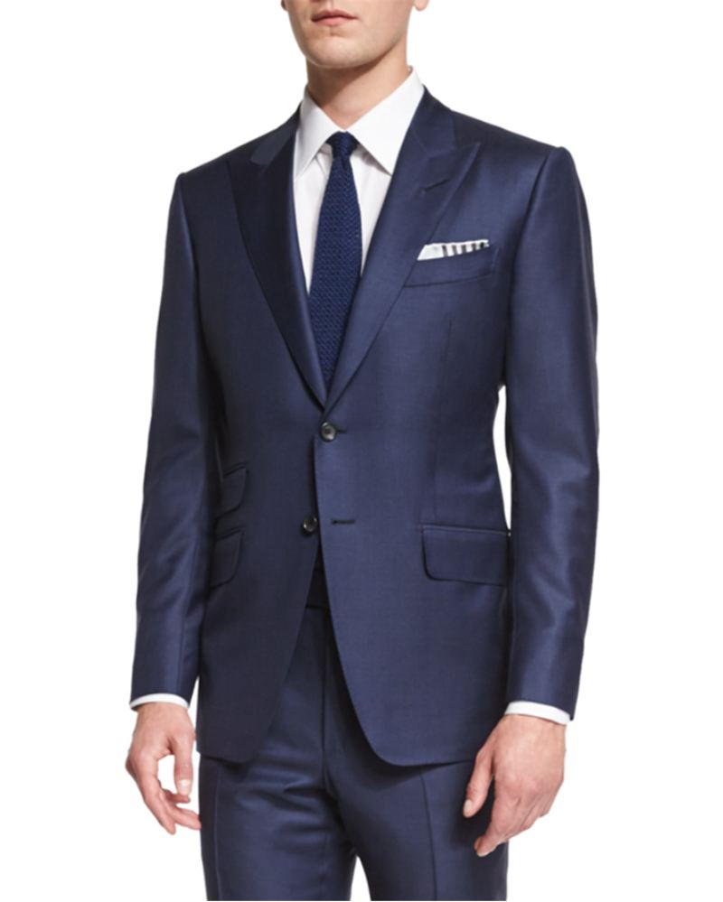 O'Connor Base Sharkskin Two-Piece Suit, Bright Navy