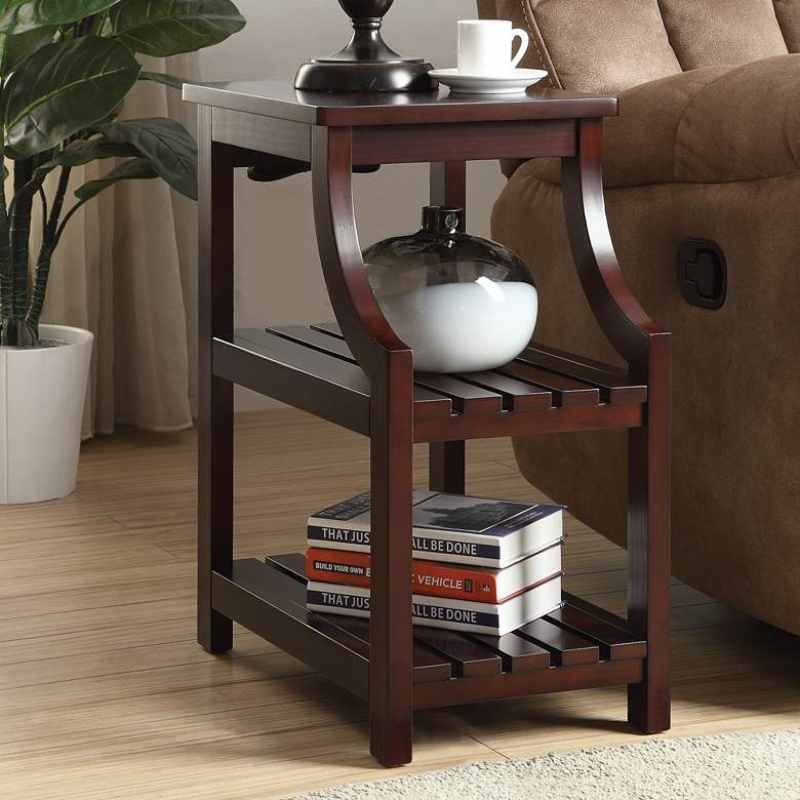 Wasaki 20 Wide Espresso 2-Shelf Wood Side Table with USB