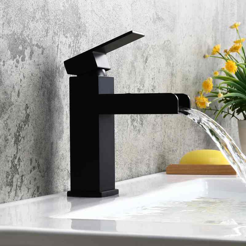 Modern Single Handle One Hole Waterfall Bathroom Sink Faucet 