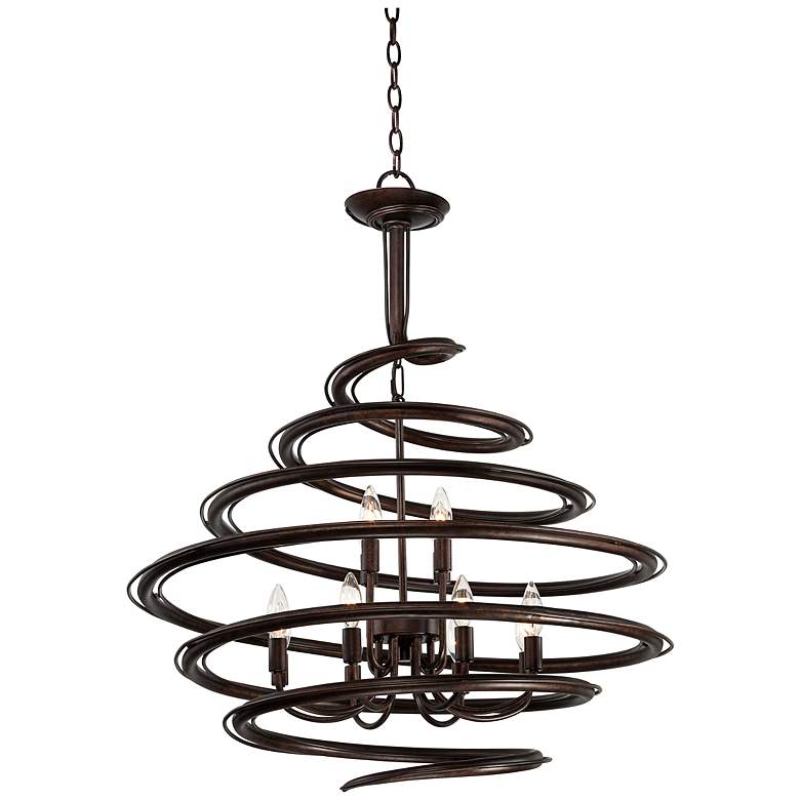 Wide Modern Swirl Chandelier