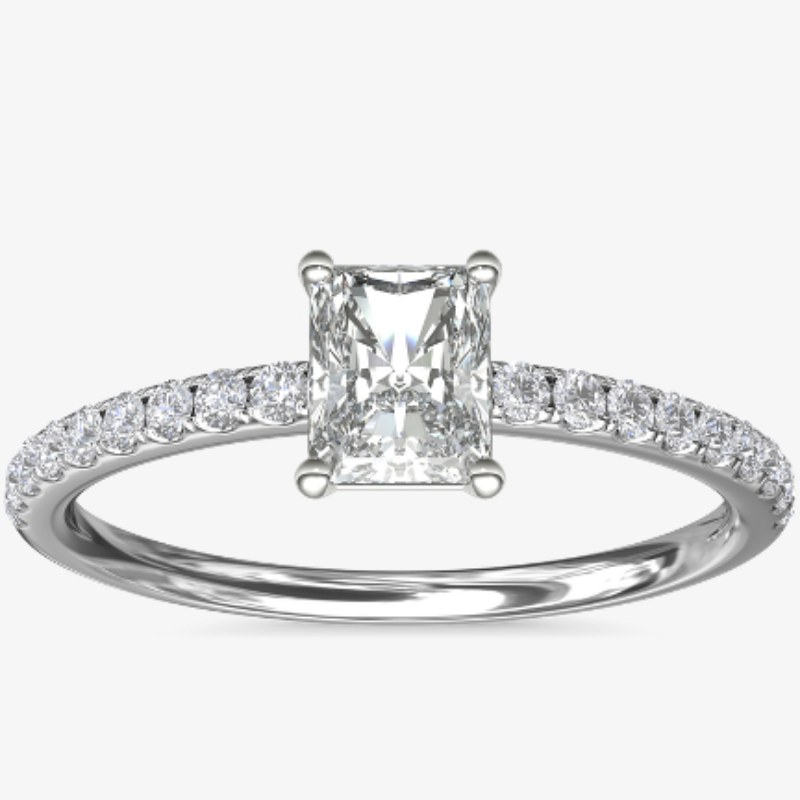 French Pavé Diamond Engagement Ring